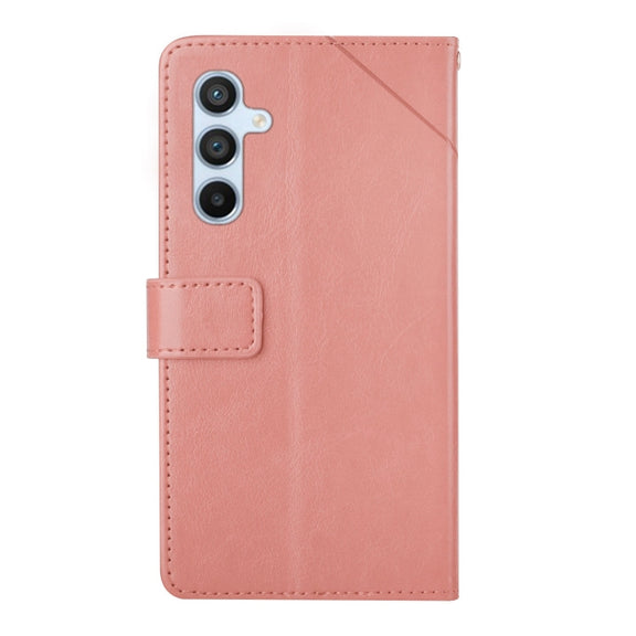 For Samsung Galaxy S25 5G Y-shaped Pattern Flip Leather Phone Case(Pink)