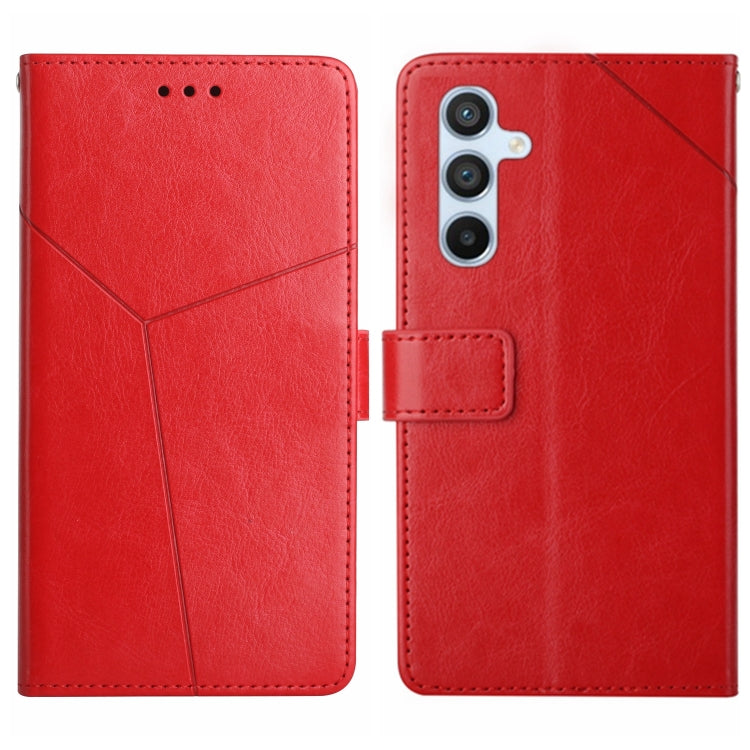For Samsung Galaxy S25+ 5G Y-shaped Pattern Flip Leather Phone Case(Red)