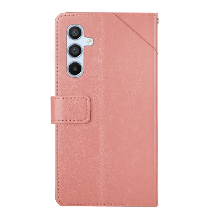 For Samsung Galaxy S25+ 5G Y-shaped Pattern Flip Leather Phone Case(Pink)