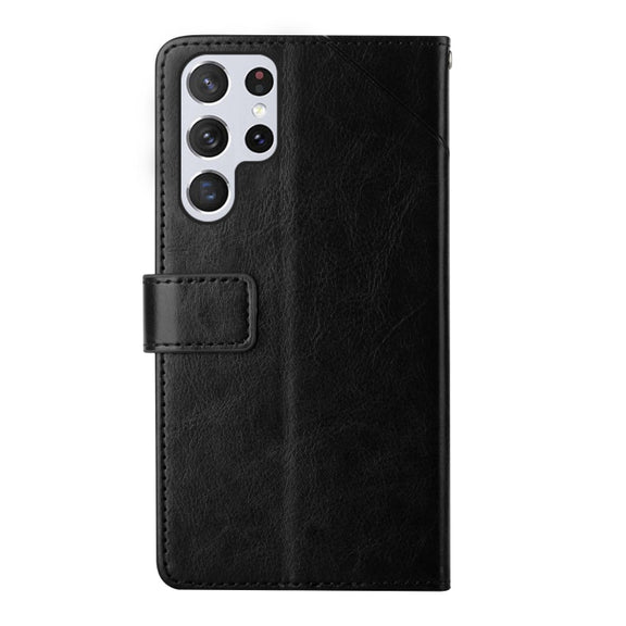 For Samsung Galaxy S25 Ultra 5G Y-shaped Pattern Flip Leather Phone Case(Black)