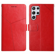 For Samsung Galaxy S25 Ultra 5G Y-shaped Pattern Flip Leather Phone Case(Red)