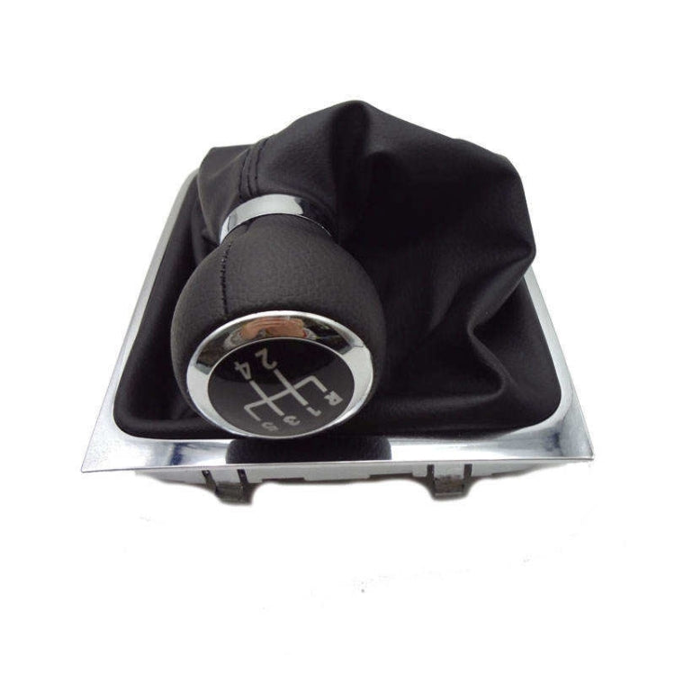 For Volkswagen Passat B6 2005-2011 Car Gear Lever Hand Ball Leather Gear Shift Knob with Chrome Frame, Style:5 Speed