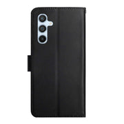 For Samsung Galaxy S24 FE HT02 Genuine Leather Fingerprint-proof Flip Phone Case(Black)
