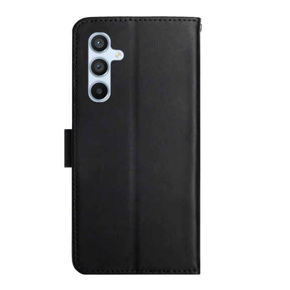 For Samsung Galaxy S24 FE HT02 Genuine Leather Fingerprint-proof Flip Phone Case(Black)