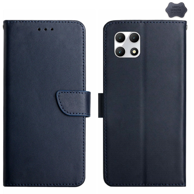 For T-Mobile REVVL 7 5G HT02 Genuine Leather Fingerprint-proof Flip Phone Case(Blue)