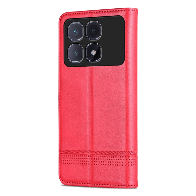 For Redmi K70 Ultra AZNS Magnetic Calf Texture Flip Leather Phone Case(Red)