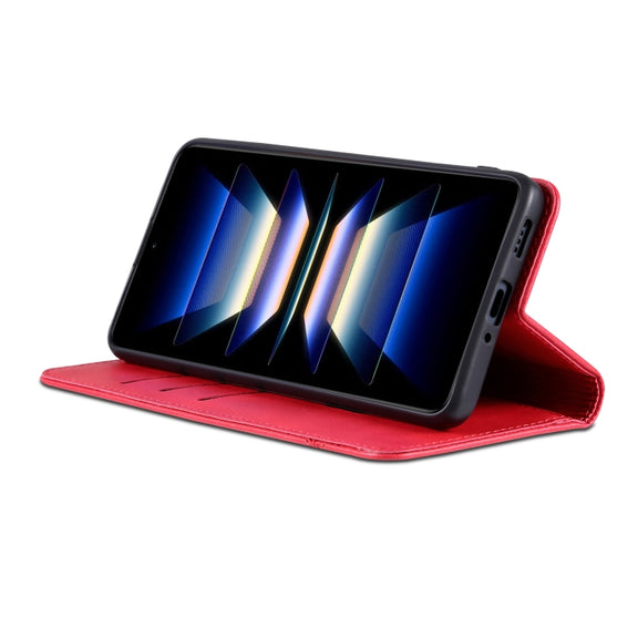 For Redmi K70 Ultra AZNS Magnetic Calf Texture Flip Leather Phone Case(Red)