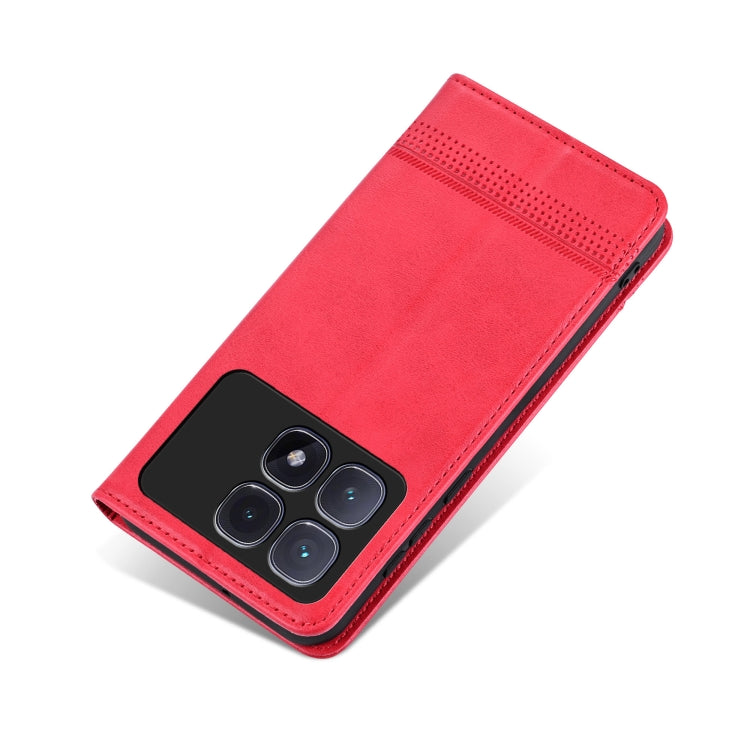 For Redmi K70 Ultra AZNS Magnetic Calf Texture Flip Leather Phone Case(Red)