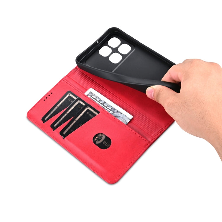 For Redmi K70 Ultra AZNS Magnetic Calf Texture Flip Leather Phone Case(Red)