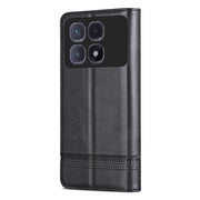 For Redmi K70 Ultra AZNS Magnetic Calf Texture Flip Leather Phone Case(Black)