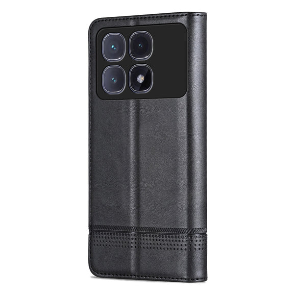 For Redmi K70 Ultra AZNS Magnetic Calf Texture Flip Leather Phone Case(Black)