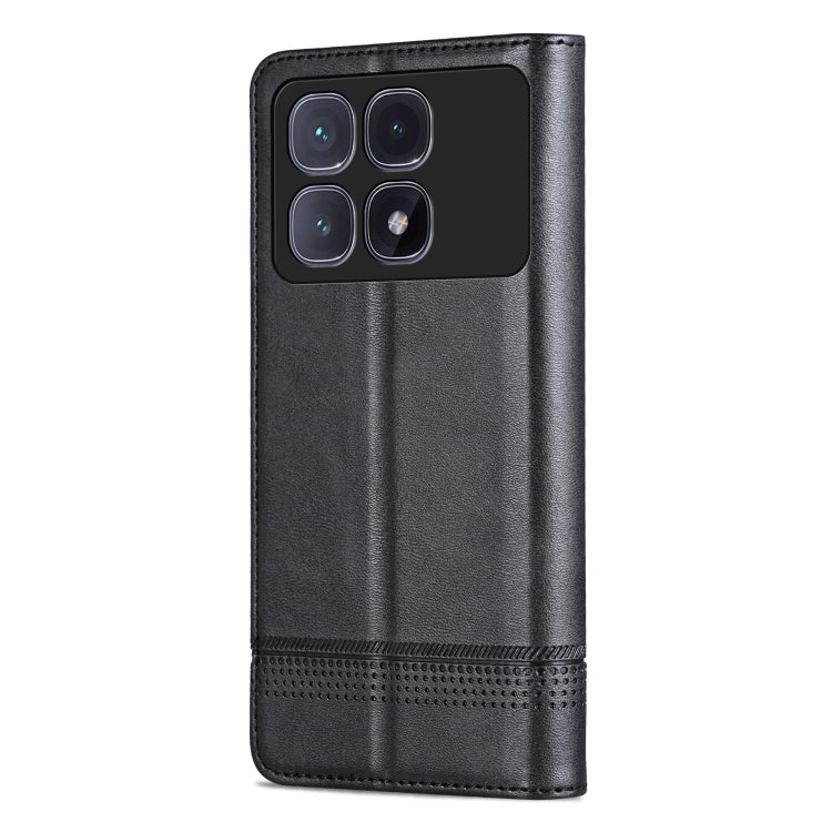 For Redmi K70 Ultra AZNS Magnetic Calf Texture Flip Leather Phone Case(Black)