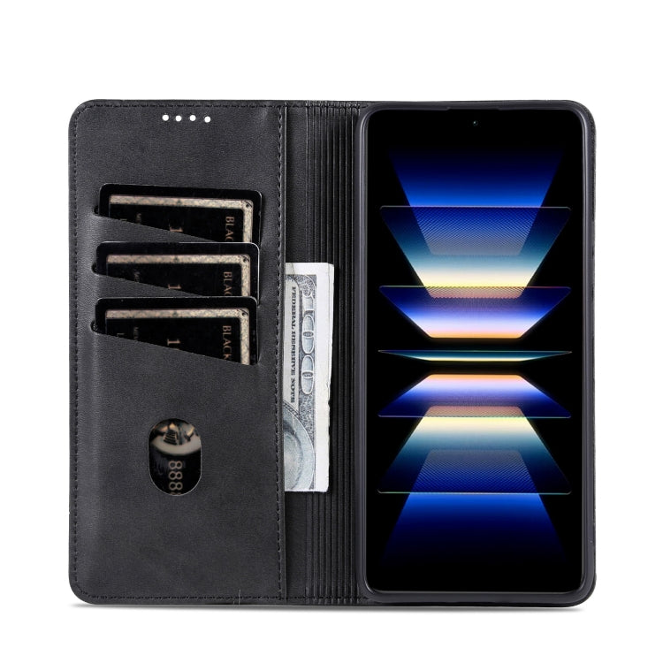 For Redmi K70 Ultra AZNS Magnetic Calf Texture Flip Leather Phone Case(Black)