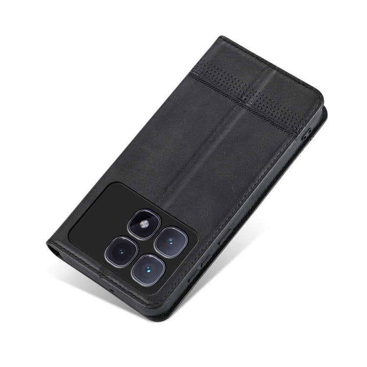 For Redmi K70 Ultra AZNS Magnetic Calf Texture Flip Leather Phone Case(Black)