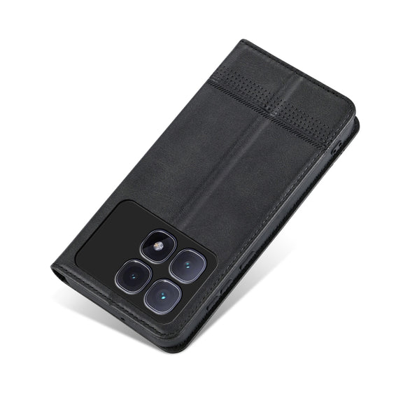 For Redmi K70 Ultra AZNS Magnetic Calf Texture Flip Leather Phone Case(Black)