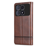 For Redmi K70 Ultra AZNS Magnetic Calf Texture Flip Leather Phone Case(Dark Brown)