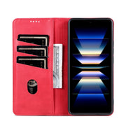For Redmi Note 14 5G AZNS Magnetic Calf Texture Flip Leather Phone Case(Red)