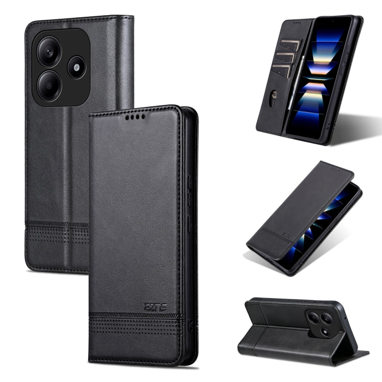 For Redmi Note 14 5G AZNS Magnetic Calf Texture Flip Leather Phone Case(Black)