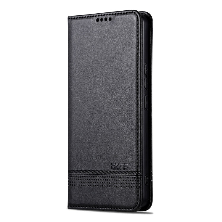 For Redmi Note 14 5G AZNS Magnetic Calf Texture Flip Leather Phone Case(Black)