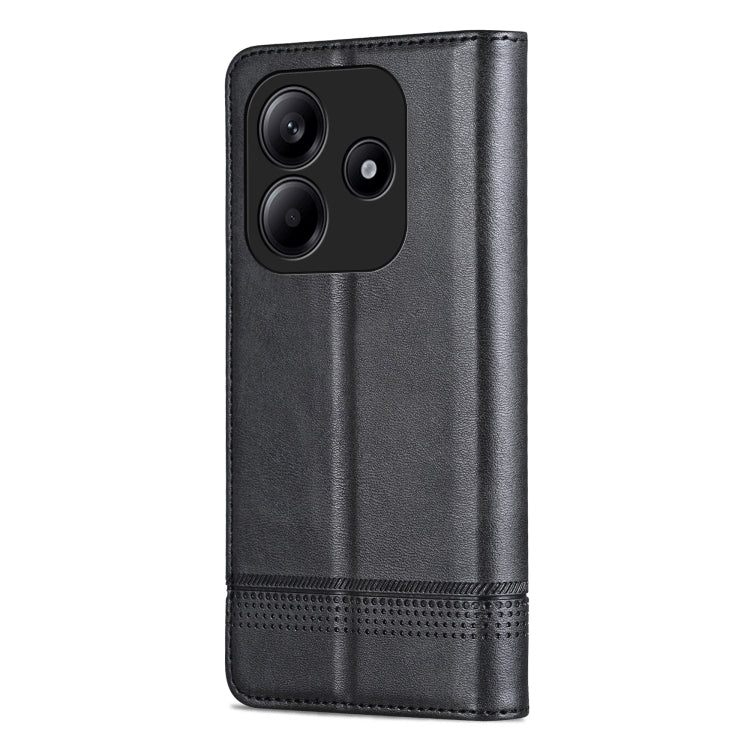 For Redmi Note 14 5G AZNS Magnetic Calf Texture Flip Leather Phone Case(Black)