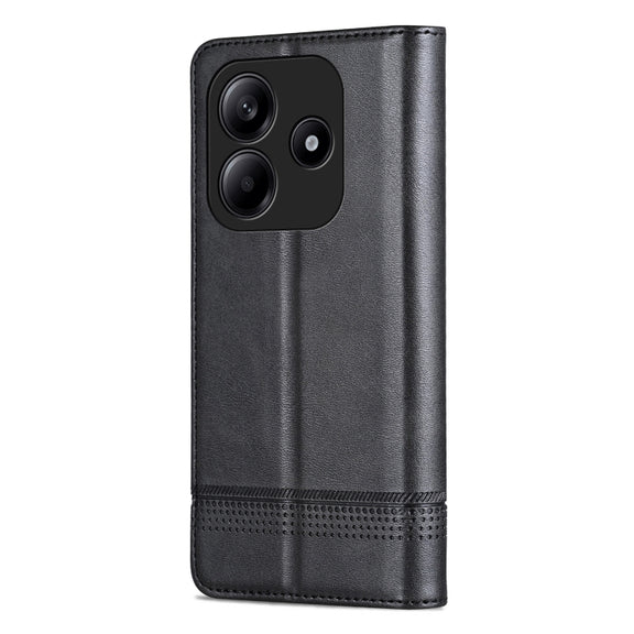For Redmi Note 14 5G AZNS Magnetic Calf Texture Flip Leather Phone Case(Black)