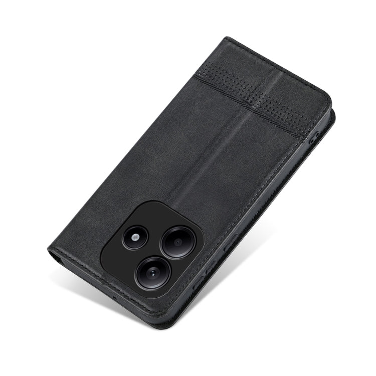 For Redmi Note 14 5G AZNS Magnetic Calf Texture Flip Leather Phone Case(Black)