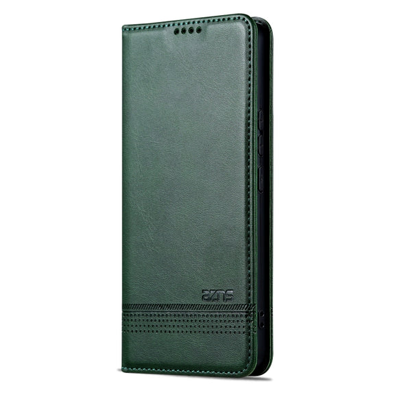 For Redmi Note 14 5G AZNS Magnetic Calf Texture Flip Leather Phone Case(Dark Green)