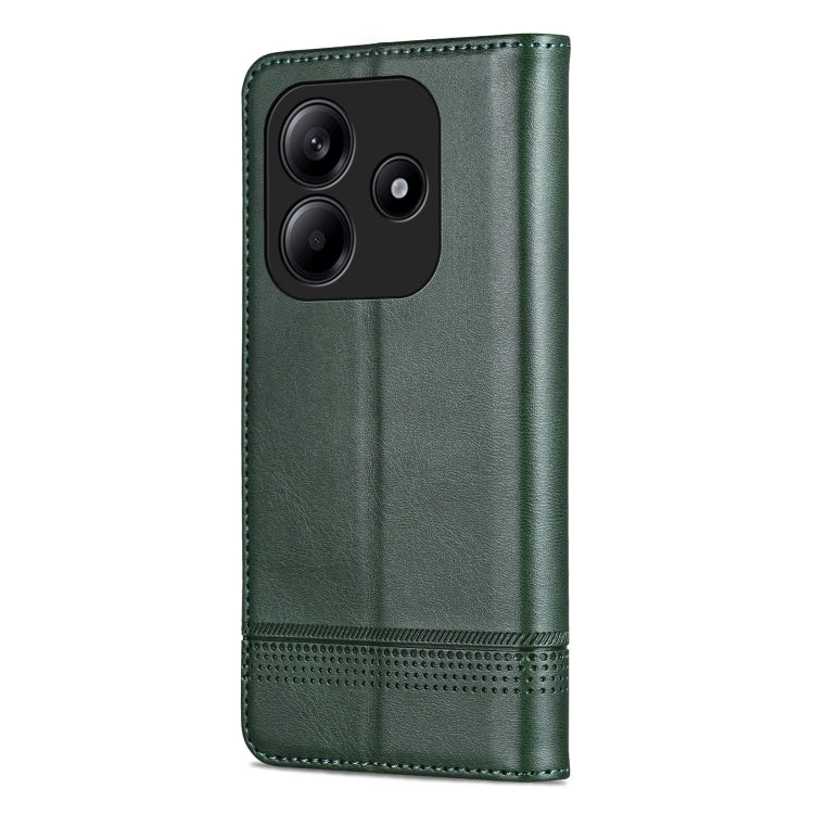 For Redmi Note 14 5G AZNS Magnetic Calf Texture Flip Leather Phone Case(Dark Green)
