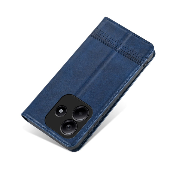 For Redmi Note 14 5G AZNS Magnetic Calf Texture Flip Leather Phone Case(Dark Blue)