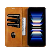 For Redmi Note 14 5G AZNS Magnetic Calf Texture Flip Leather Phone Case(Light Brown)