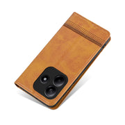 For Redmi Note 14 5G AZNS Magnetic Calf Texture Flip Leather Phone Case(Light Brown)