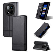 For Redmi Note 14 Pro 5G AZNS Magnetic Calf Texture Flip Leather Phone Case(Black)