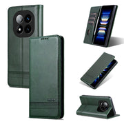 For Redmi Note 14 Pro 5G AZNS Magnetic Calf Texture Flip Leather Phone Case(Dark Green)