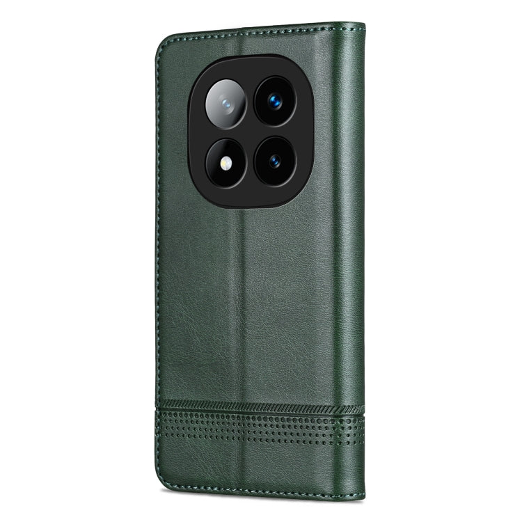 For Redmi Note 14 Pro 5G AZNS Magnetic Calf Texture Flip Leather Phone Case(Dark Green)