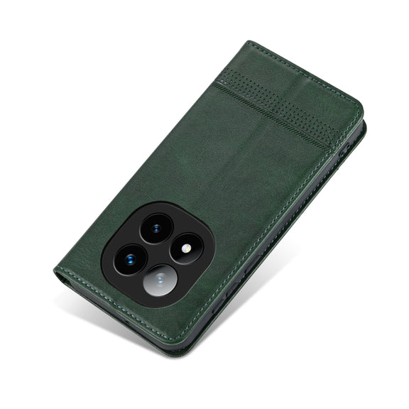 For Redmi Note 14 Pro 5G AZNS Magnetic Calf Texture Flip Leather Phone Case(Dark Green)