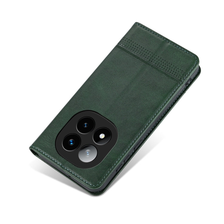 For Redmi Note 14 Pro 5G AZNS Magnetic Calf Texture Flip Leather Phone Case(Dark Green)