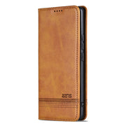 For Redmi Note 14 Pro 5G AZNS Magnetic Calf Texture Flip Leather Phone Case(Light Brown)
