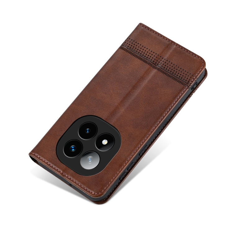 For Redmi Note 14 Pro 5G AZNS Magnetic Calf Texture Flip Leather Phone Case(Dark Brown)