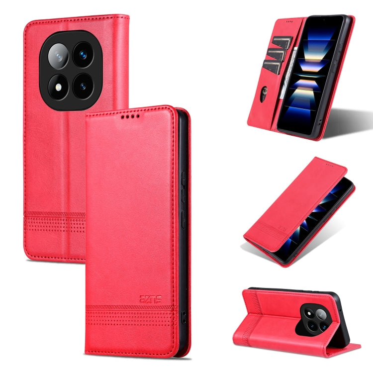 For Redmi Note 14 Pro+ 5G AZNS Magnetic Calf Texture Flip Leather Phone Case(Red)