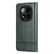 For Redmi Note 14 Pro+ 5G AZNS Magnetic Calf Texture Flip Leather Phone Case(Dark Green)