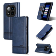 For Redmi Note 14 Pro+ 5G AZNS Magnetic Calf Texture Flip Leather Phone Case(Dark Blue)