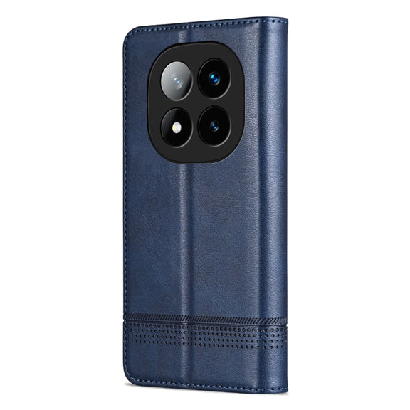 For Redmi Note 14 Pro+ 5G AZNS Magnetic Calf Texture Flip Leather Phone Case(Dark Blue)