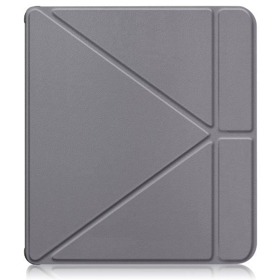 For Kobo Libra Colour 2024 Solid Color Deformation TPU Leather Smart Tablet Case(Grey)