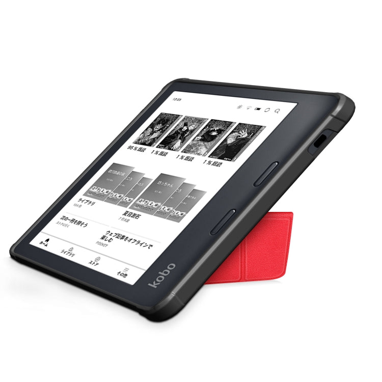 For Kobo Libra Colour 2024 Solid Color Deformation TPU Leather Smart Tablet Case(Red)