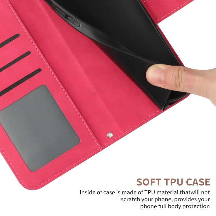 For Samsung Galaxy S25+ 5G Skin Feel Sun Flower Embossed Flip Leather Phone Case with Lanyard(Rose Red)