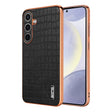 For Samsung Galaxy S25 5G AZNS Electroplated Frame Crocodile Texture Full Coverage Phone Case(Black) - free shipping - PMC Jewellery - Order now!