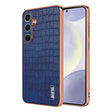 For Samsung Galaxy S25 5G AZNS Electroplated Frame Crocodile Texture Full Coverage Phone Case(Blue) - free shipping - PMC Jewellery - Order now!