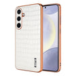 For Samsung Galaxy S25+ 5G AZNS Electroplated Frame Crocodile Texture Full Coverage Phone Case(White) - free shipping - PMC Jewellery - Order now!