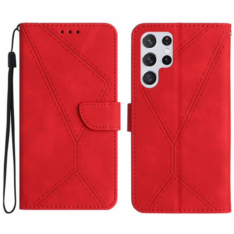 For Samsung Galaxy S25 Ultra 5G Stitching Embossed Leather Phone Case(Red)