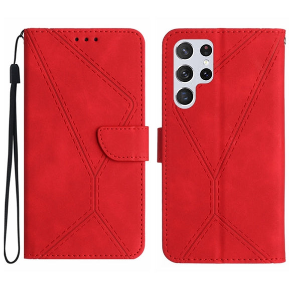 For Samsung Galaxy S25 Ultra 5G Stitching Embossed Leather Phone Case(Red)